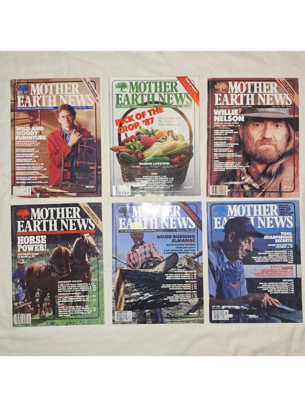 Mother Earth News Magazines January to December 1987 Full Year Complete Vintage